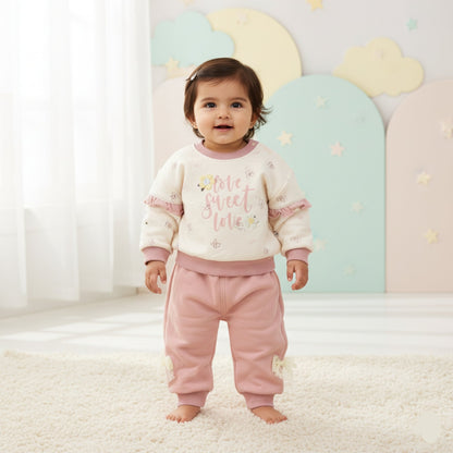 Cozy Sweet Love Baby Outfit 2pc - Pink (1-3Y)