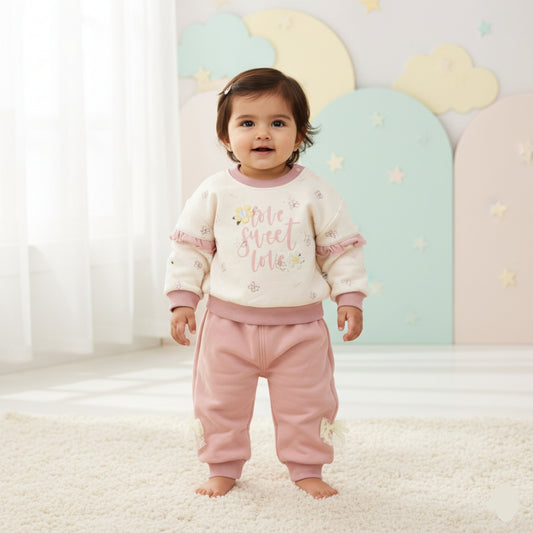 Cozy Sweet Love Baby Outfit 2pc - Pink (1-3Y)