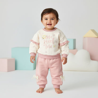 Cozy Sweet Love Baby Outfit 2pc - Pink (1-3Y)