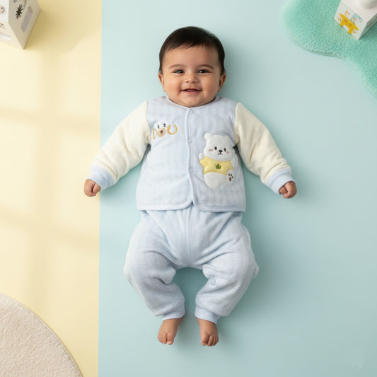 Cozy Polar Bear Baby Outfit 2pc (6-12M)