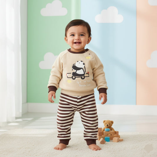 Panda Ride Baby Suit 2pc - Brown (12M-4Y)