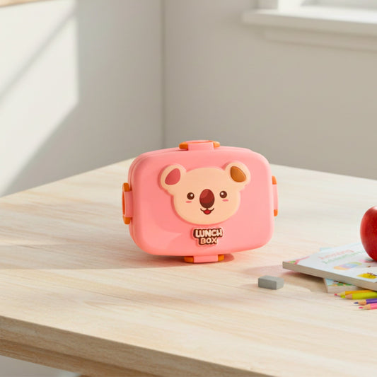 Bear Plastic Luuch Box - Pink