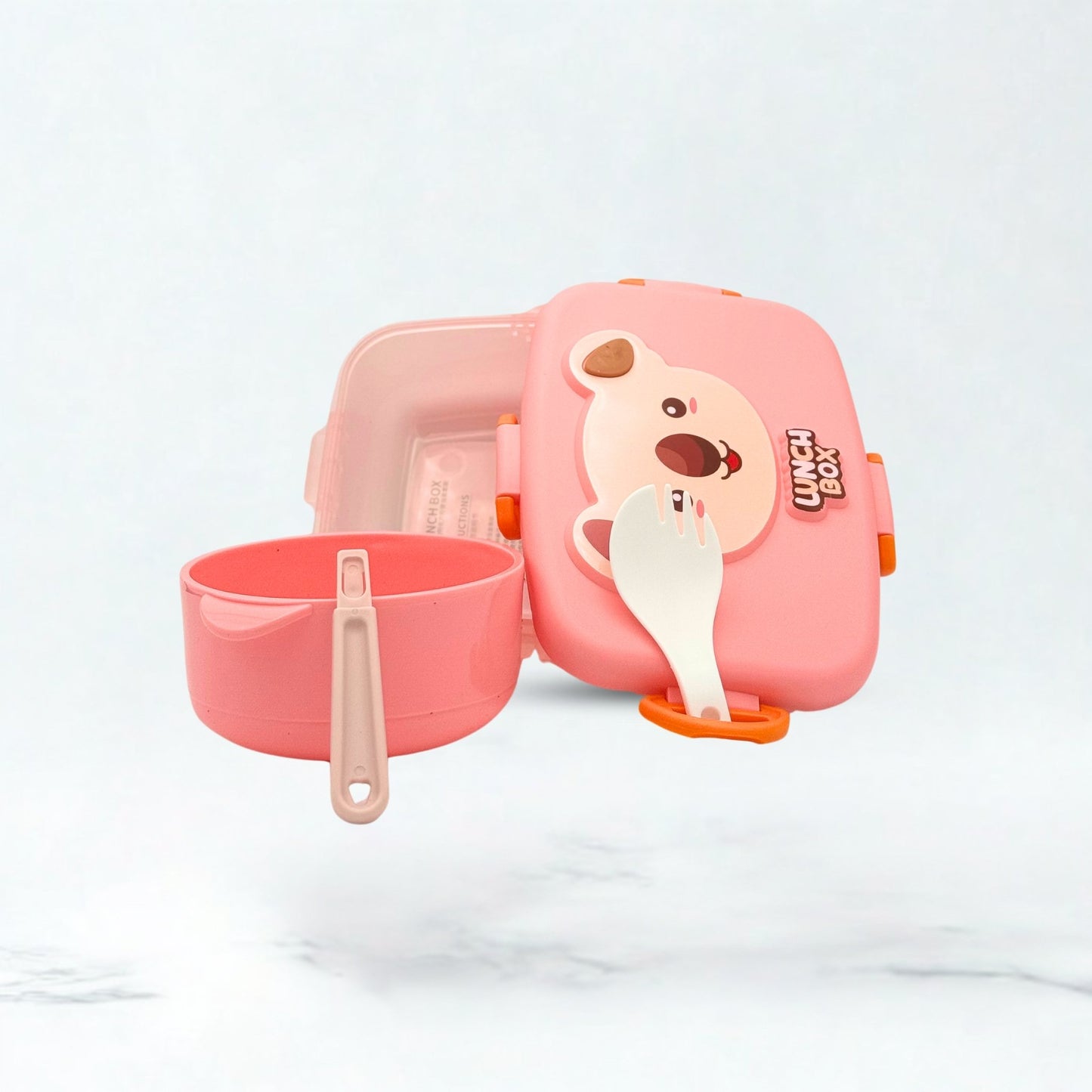 Bear Plastic Luuch Box - Pink