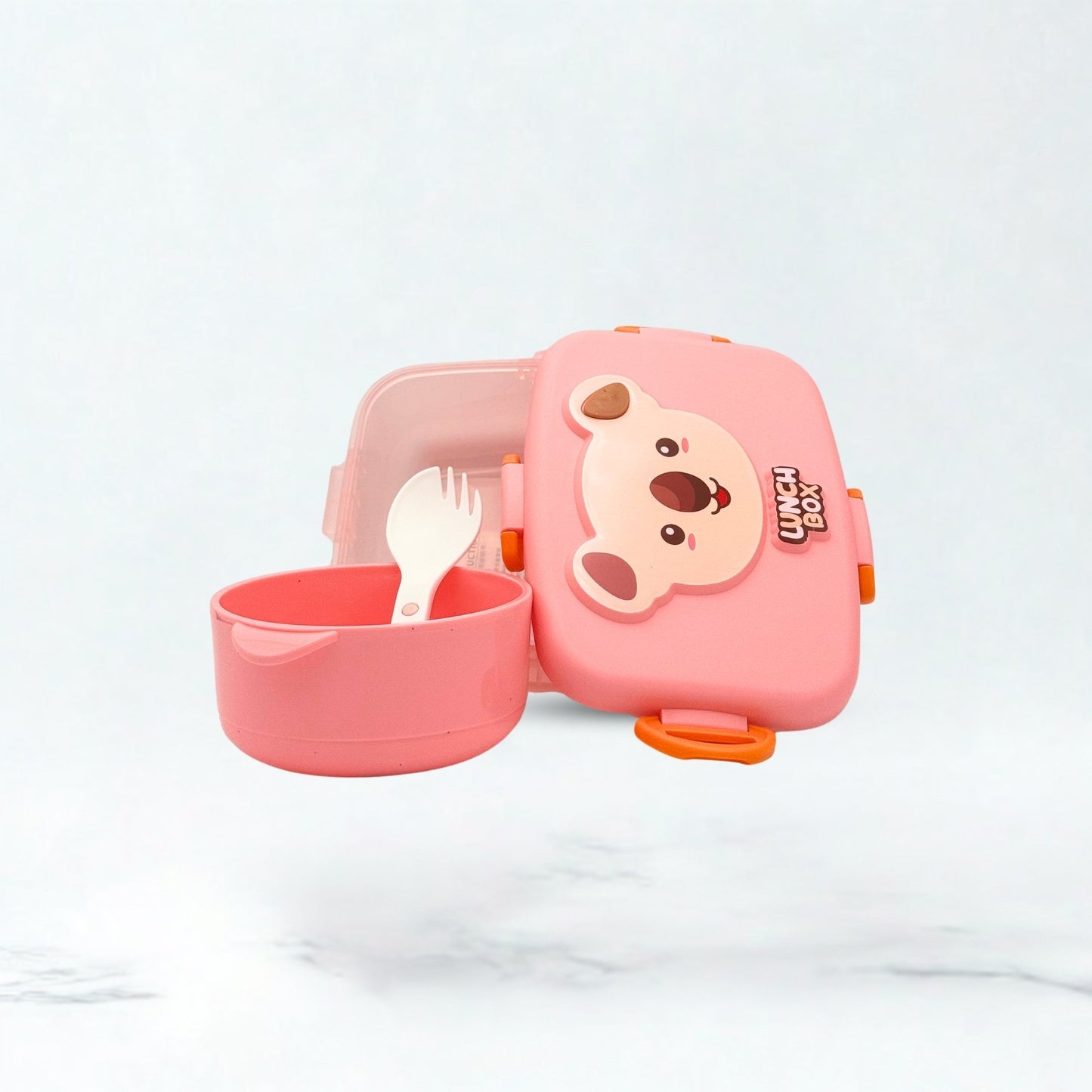 Bear Plastic Luuch Box - Pink