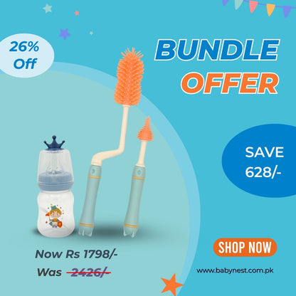Baby Feeding Hygiene Bundle – Silicone Feeder Brush Set (2pcs) + Feeder with Teether (60ml/2oz)