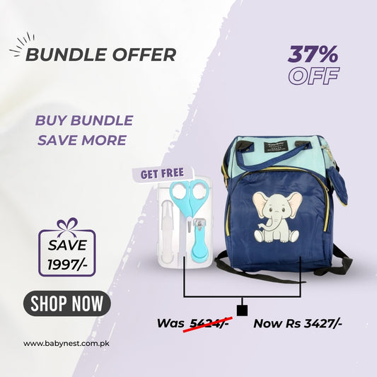Baby Care Travel Essentials Bundle – Diaper Shoulder Bag + 4pcs Manicure Set