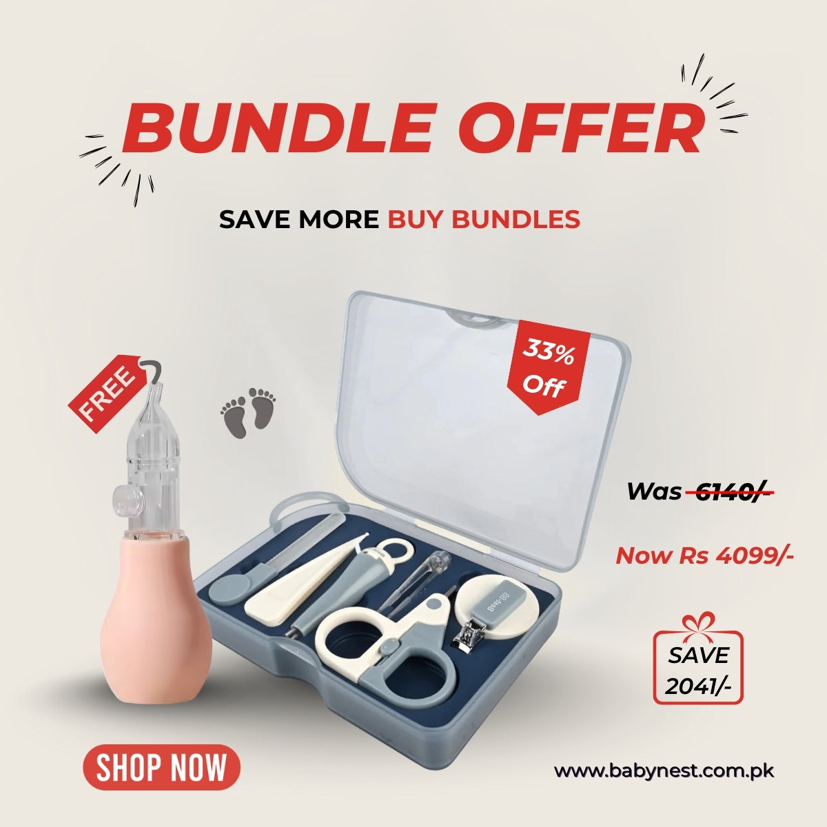 Baby Hygiene Essentials Bundle – 6pcs Nail Care Kit + Hercules Nose Cleaning Pump