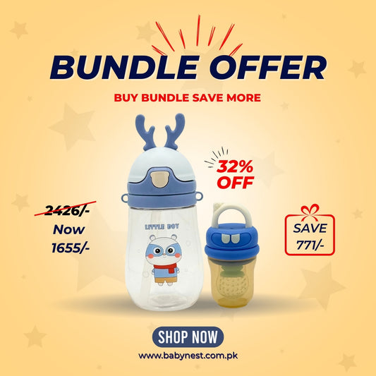 Baby Sipper Bottle with Straw 400ml + Baby Fruit Soother – Feeding & Comfort Bundle