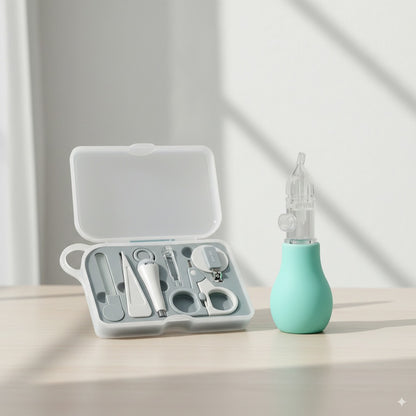 Baby Hygiene Essentials Bundle – 6pcs Nail Care Kit + Hercules Nose Cleaning Pump