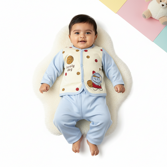Lovely Dog Breathable Cotton Suit 2pc (6-12M)