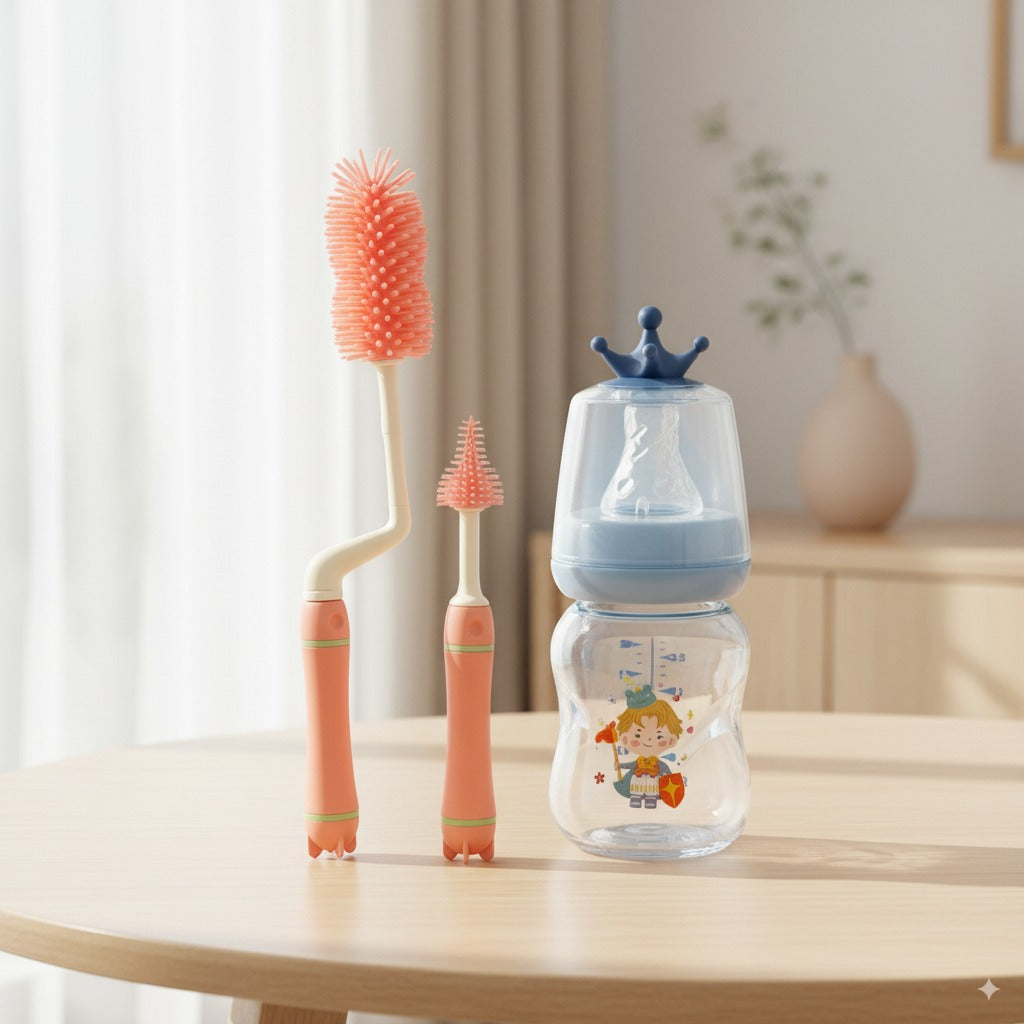 Baby Feeding Hygiene Bundle – Silicone Feeder Brush Set (2pcs) + Feeder with Teether (60ml/2oz)