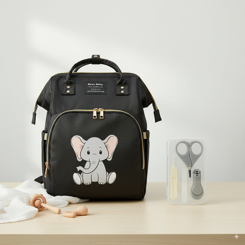 Baby Care Travel Essentials Bundle – Diaper Shoulder Bag + 4pcs Manicure Set