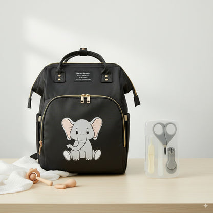 Baby Care Travel Essentials Bundle – Diaper Shoulder Bag + 4pcs Manicure Set