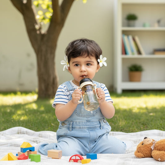 KEYOUZI Wide Neck Baby Plastic Feeder- White 300ml/10oz