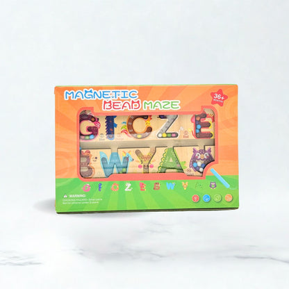 Magnetic Beads Wooden Maze with Pen