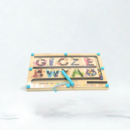 Magnetic Beads Wooden Maze with Pen