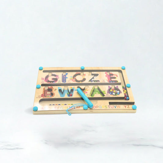 Magnetic Beads Wooden Maze with Pen
