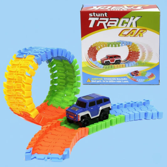 Glowing Track Racing Truck Set – 56 PCS Light-Up Car & Track Playset