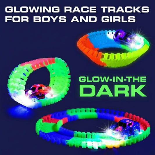 Glowing Track Racing Truck Set – 56 PCS Light-Up Car & Track Playset