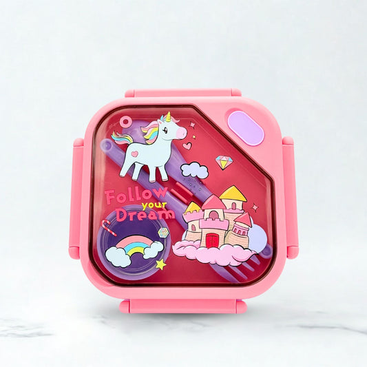 Baby Unicorn Plastic Lunch Box - Pink