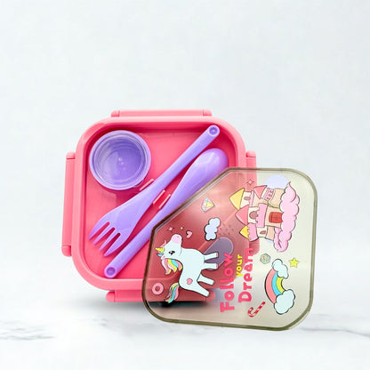 Baby Unicorn Plastic Lunch Box - Pink