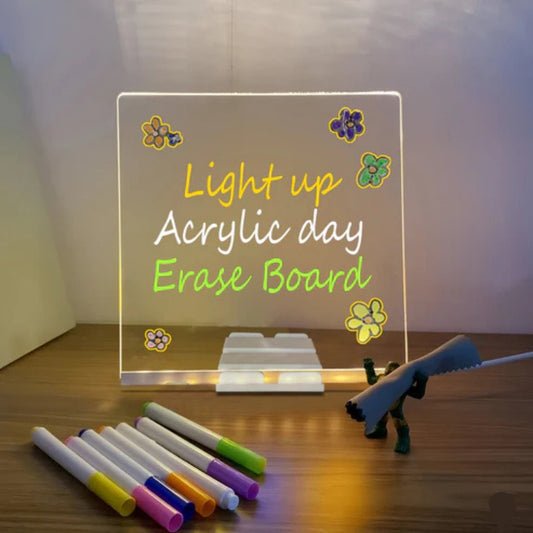 LED Acrylic Writing Pad -DIY Message Pad with Colorful Markers