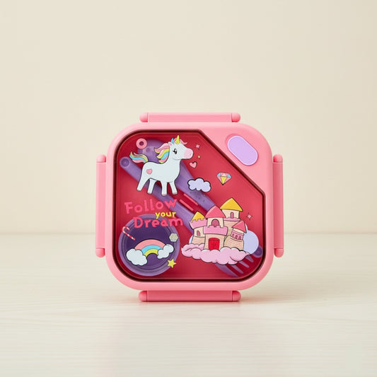 Baby Unicorn Plastic Lunch Box - Pink