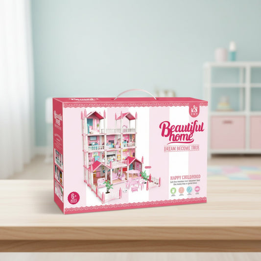 Mini doll house villa toy for imaginative role play