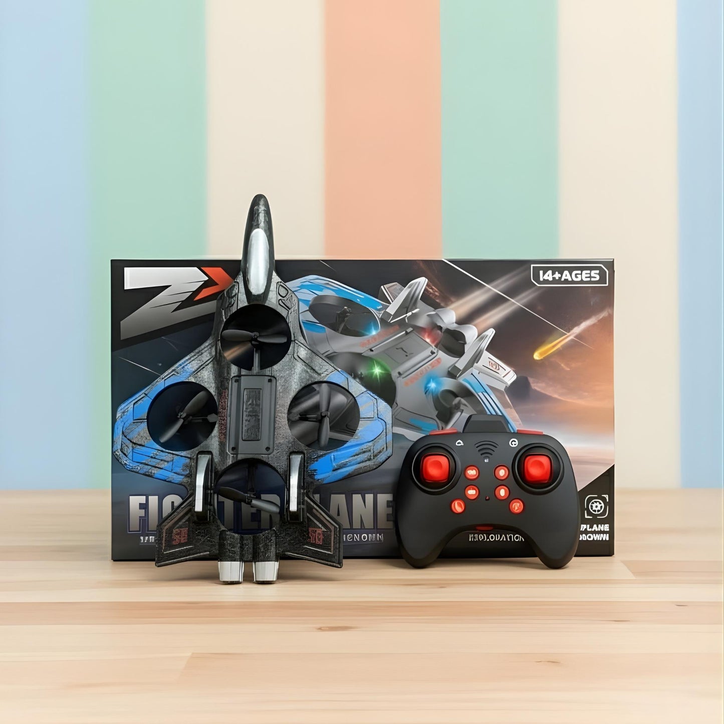 Remote controller for RC fighter plane jet toy with easy control buttons for kids