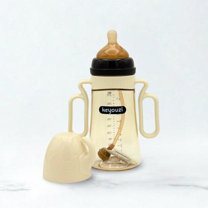 KEYOUZI Wide Neck Baby Plastic Feeder- White 300ml/10oz