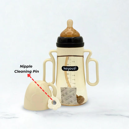 KEYOUZI Wide Neck Baby Plastic Feeder- White 300ml/10oz