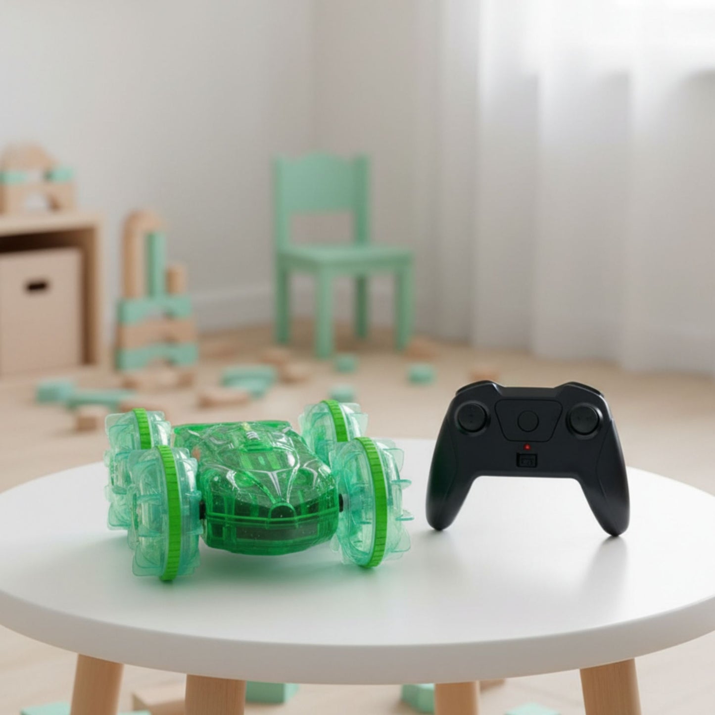 RC Double-Sided Stunt Car – Rechargeable with LED Lights