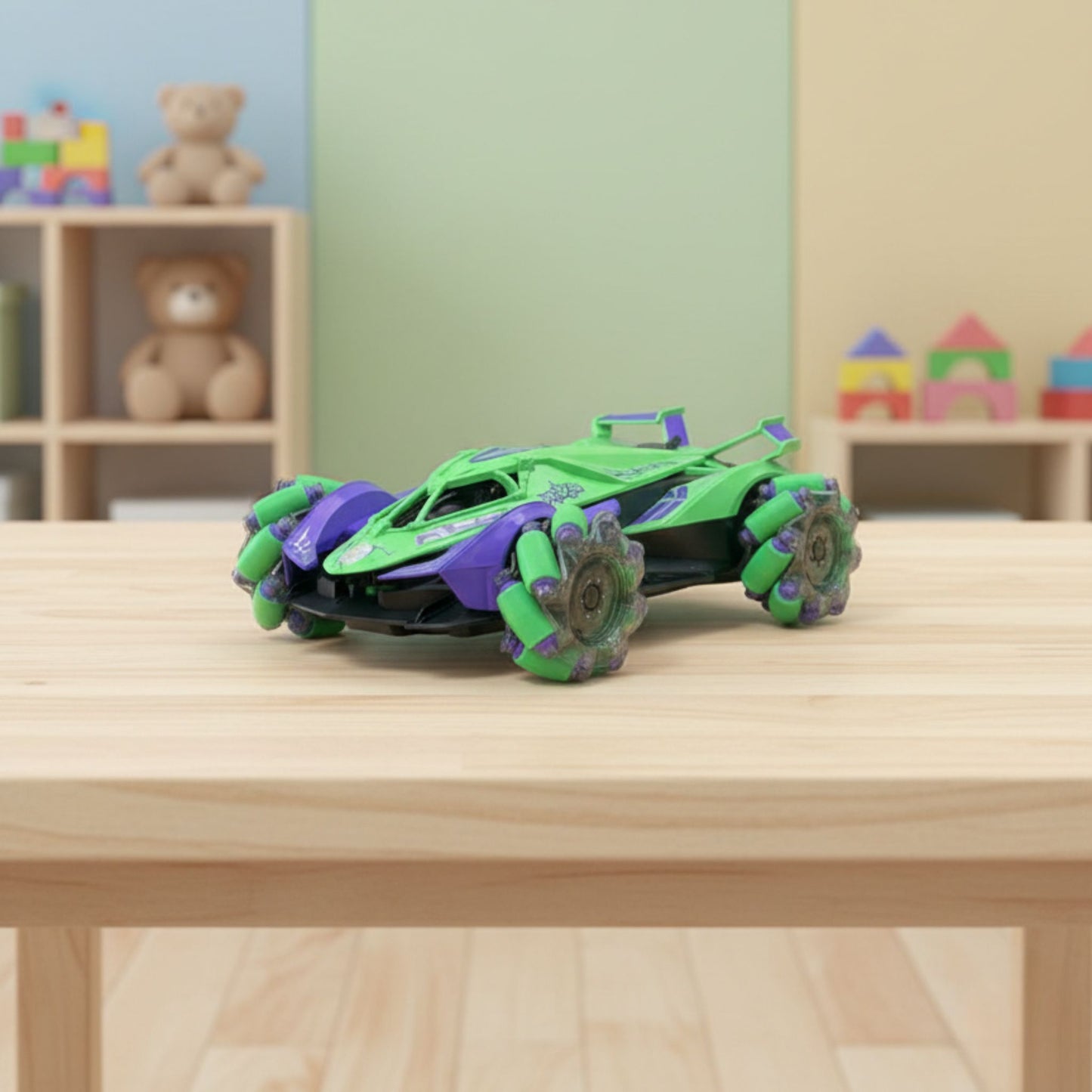 RC Spray Stunt Car – 360° Spins, Drifting & Dual Control with LED Lights