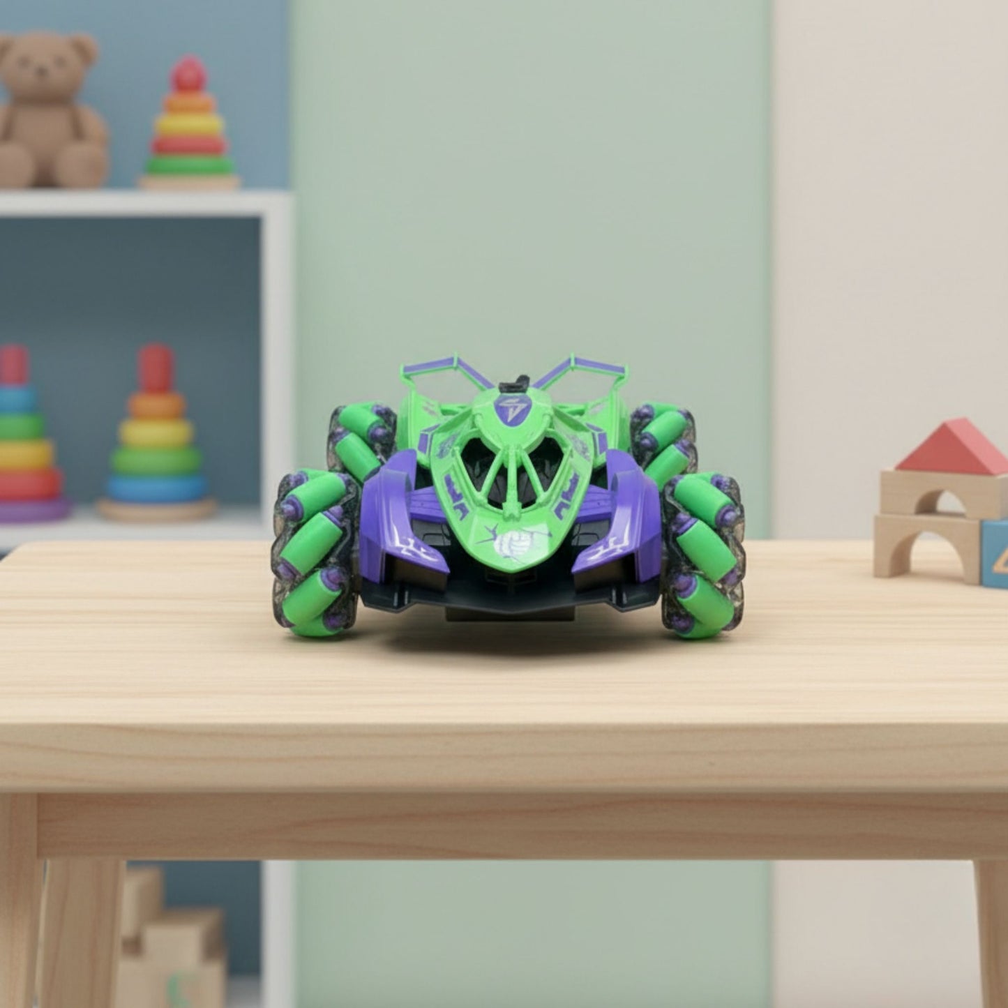 RC Spray Stunt Car – 360° Spins, Drifting & Dual Control with LED Lights