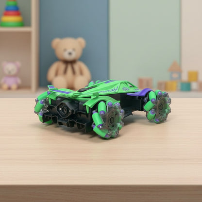 RC Spray Stunt Car – 360° Spins, Drifting & Dual Control with LED Lights